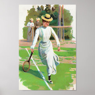 Poster Mulher jogando tênis, por volta de 1900