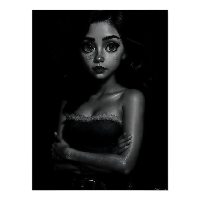 Pôster Mulher jovem de olhos grandes (Frente)