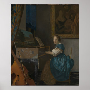 Poster Mulher jovem em uma Virgínia - Vermeer