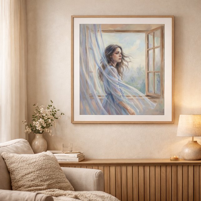 Poster Mulher Junto à Janela Pintura em Estilo Impression (Criador carregado)