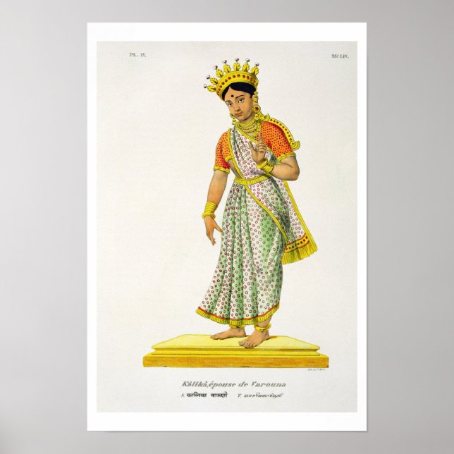 Pôster Mulher Kalika de Varuna, com a gravação C. de Mott (Frente)