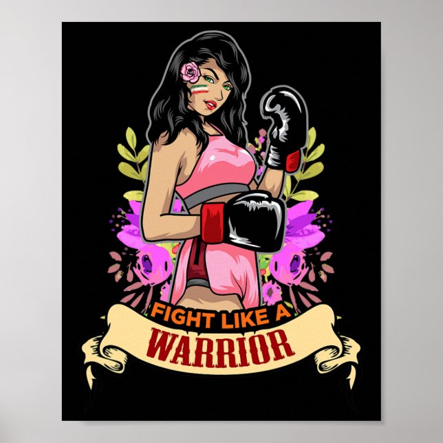 Poster Mulher Latina Empoderada Boxe Kickboxing Garota Fi (Frente)