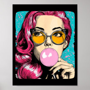 Poster Mulher Legal com Chiclete em Estilo Pop Art
