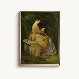Poster Mulher Lendo Cartaz de Retrato de Jardim