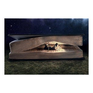 Pôster Mulher lendo Dentro à noite