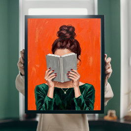 Poster Mulher Lendo Livro Pintura a Óleo Arte para Parede
