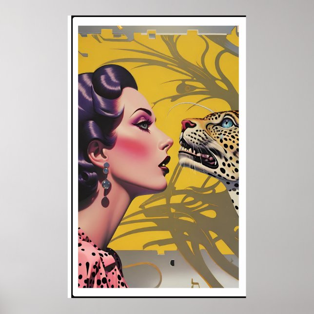 Poster Mulher Leopard Trava As Pontas Dela (Frente)
