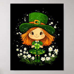 Poster Mulher Leprechaun Shamrock Girls Dia de São Patríc
