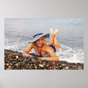 Poster Mulher loira na praia