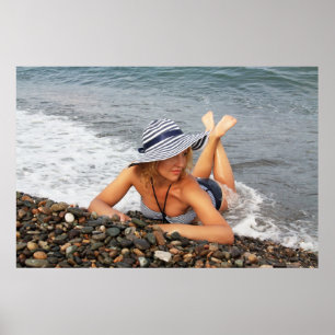 Poster Mulher loira na praia