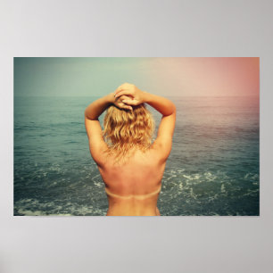 Poster Mulher loira na praia