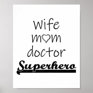 Poster Mulher Mãe Médica Super Herói Dia de as mães Bonit