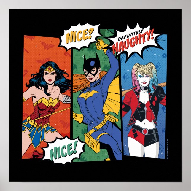 Poster Mulher Maravilha, Batgirl e Harley Quinn Holiday (Frente)