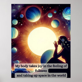 Poster Mulher Meditando sobre a Positividade Corporal