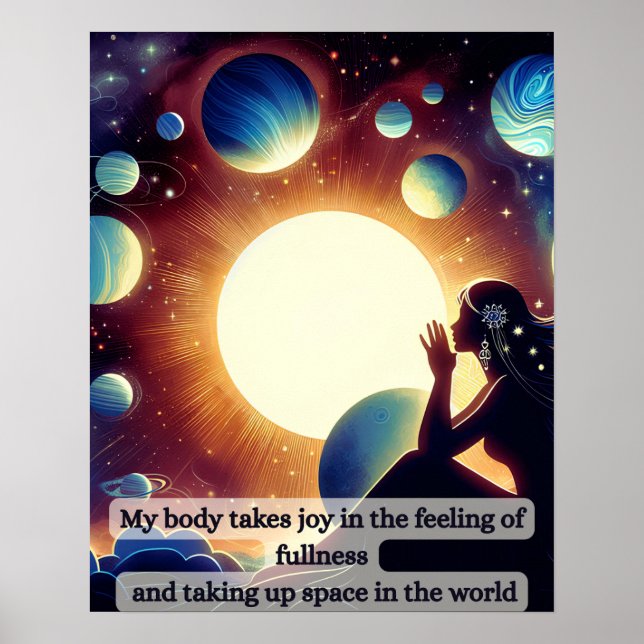 Poster Mulher Meditando sobre a Positividade Corporal (Frente)