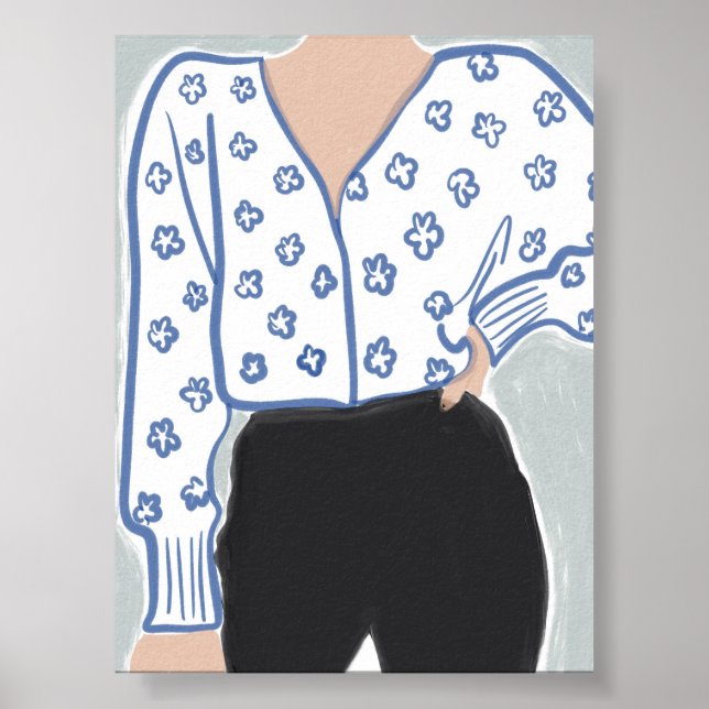 Poster Mulher Minimalista em Floral (Frente)