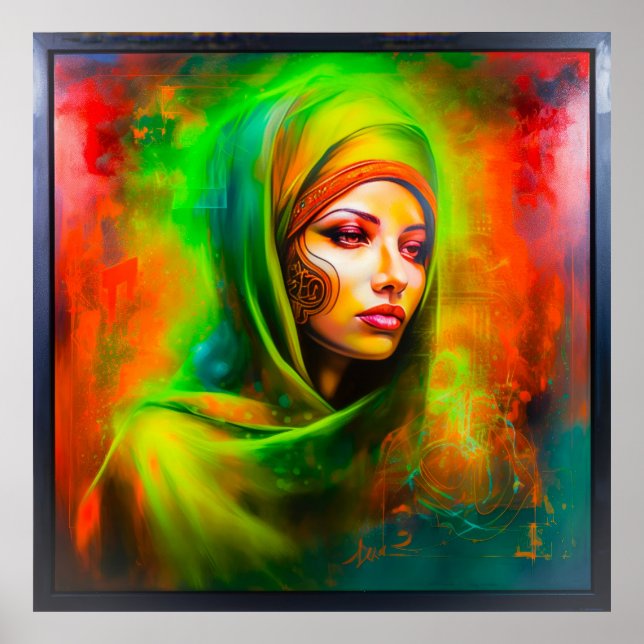 Poster Mulher mística em cores neonárias (Frente)