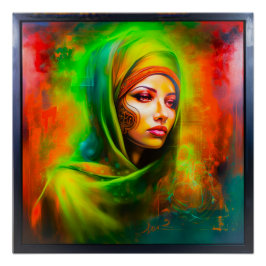 Pôster Mulher mística em cores neonárias