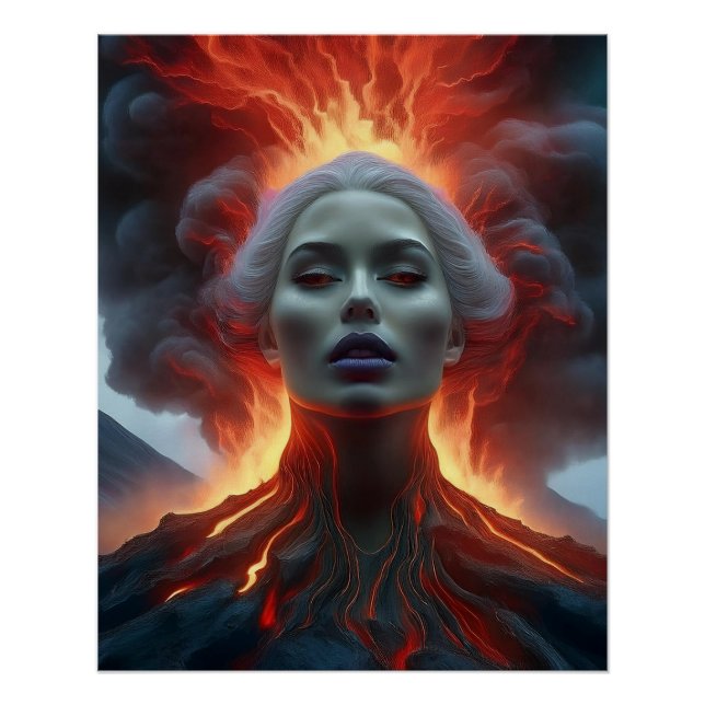 Pôster Mulher Mística se materializa do vulcão (Frente)