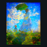 Poster Mulher Monet com Parasol<br><div class="desc">Um poster de retrato familiar com a esposa de Claude Monet,  Camille,  segurando um parasol,  e o seu filho,  Jean,  a caminhar num campo verde vibrante,  sendo soprado pelo vento num dia de Verão. Um presente de Monet excelente para fãs do impressionismo e da arte francesa.</div>