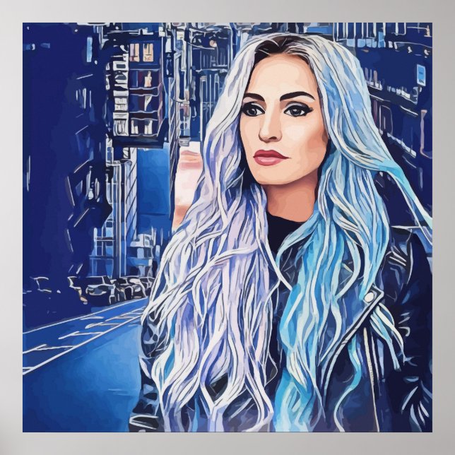 Poster Mulher Na Arte Abstrato Surreal Da Cidade (Frente)