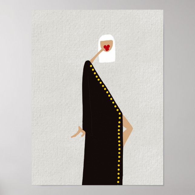 Poster Mulher na Arte da Moda Glam Preta (Frente)