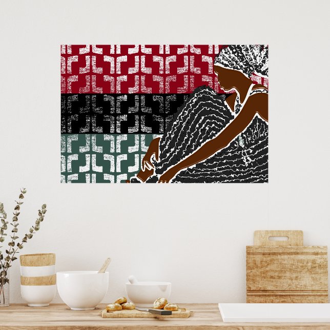 Poster Mulher Negra Africana com Quebra-Cabeça Herança (Cozinha)