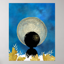 Poster Mulher negra africana em frente à arte do muro da