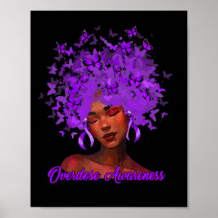Poster Mulher Negra Africana Sobredosagem de Fita Roxa Aw