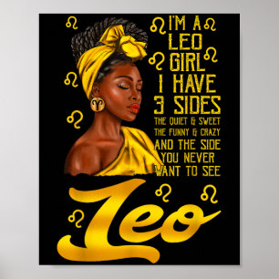 Poster Mulher Negra Afro Leão É Meu Aniversário Signo Zod
