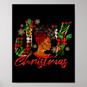 Poster Mulher negra alegre americana engraçada no Natal