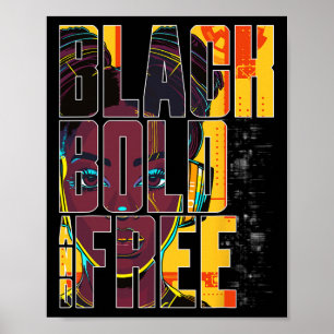 Poster Mulher Negra Americana Ousada, Livre e Forte