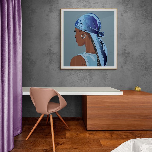 Poster Mulher negra com trabalho de arte durag (Criador carregado)
