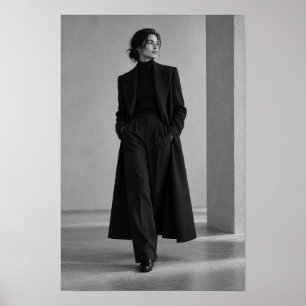 Poster Mulher negra e branca em retrato de moda de casaco