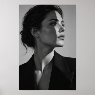 Poster Mulher negra e branca em retrato de perfil com bla