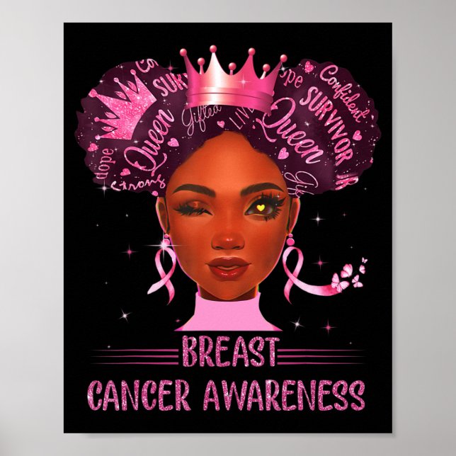 Poster Mulher Negra Em Outubro Vestimos Cancer Rosa (Frente)
