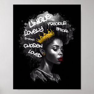 Poster Mulher Negra Fabulosa Com Palavras Empoderadoras E