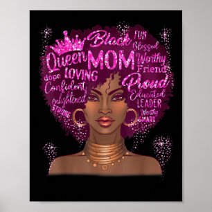Poster Mulher negra mãe afro-americana feliz dia das mães