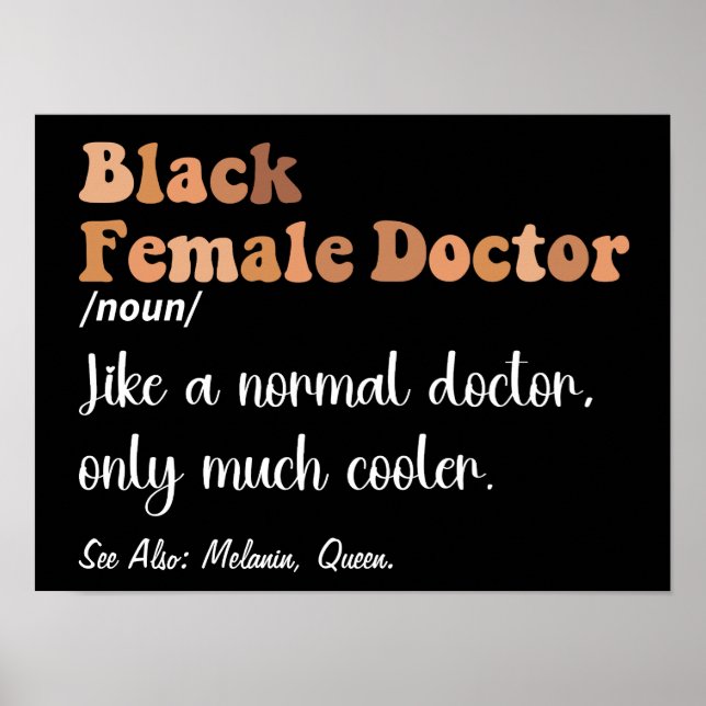 Poster Mulher Negra Médica Engraçada Definição Mulheres M (Frente)