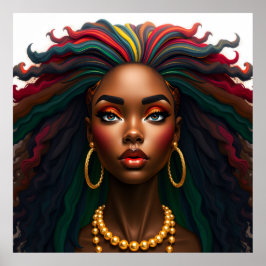 Poster Mulher negra melanina irmãs meninas de pele marrom