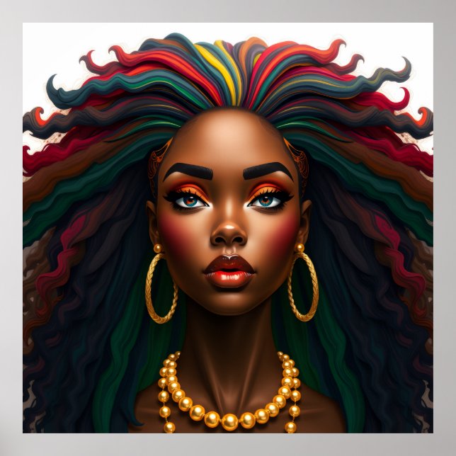 Poster Mulher negra melanina irmãs meninas de pele marrom (Frente)