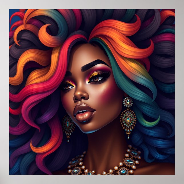 Poster Mulher negra melanina irmãs meninas de pele marrom (Frente)