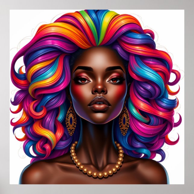 Poster Mulher negra melanina irmãs meninas de pele marrom (Frente)