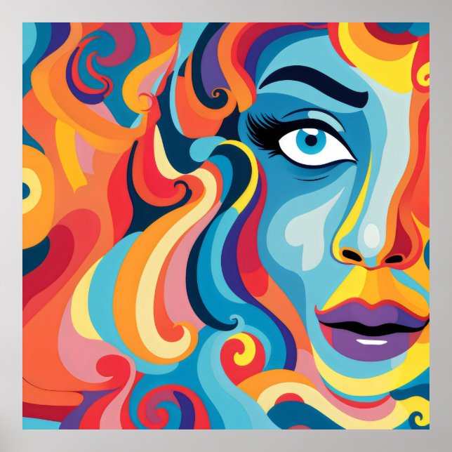 Poster Mulher Negra Vibrante Grelha de Emoções (Frente)