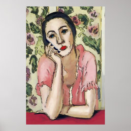 Pôster Mulher no Abstrato de Telefone Celular, Estilo Mat