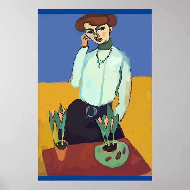 Poster Mulher no Abstrato de Telefone Celular, Estilo Mat (Frente)