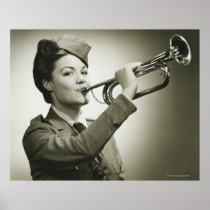 Poster Mulher no uniforme do soldado