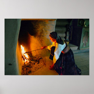 Poster Mulher norueguesa tendendo o fogo do coração