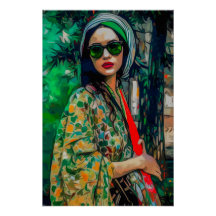 Mulher nos óculos de sol verde