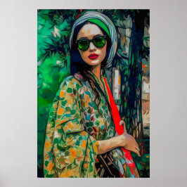 Poster Mulher nos óculos de sol verde